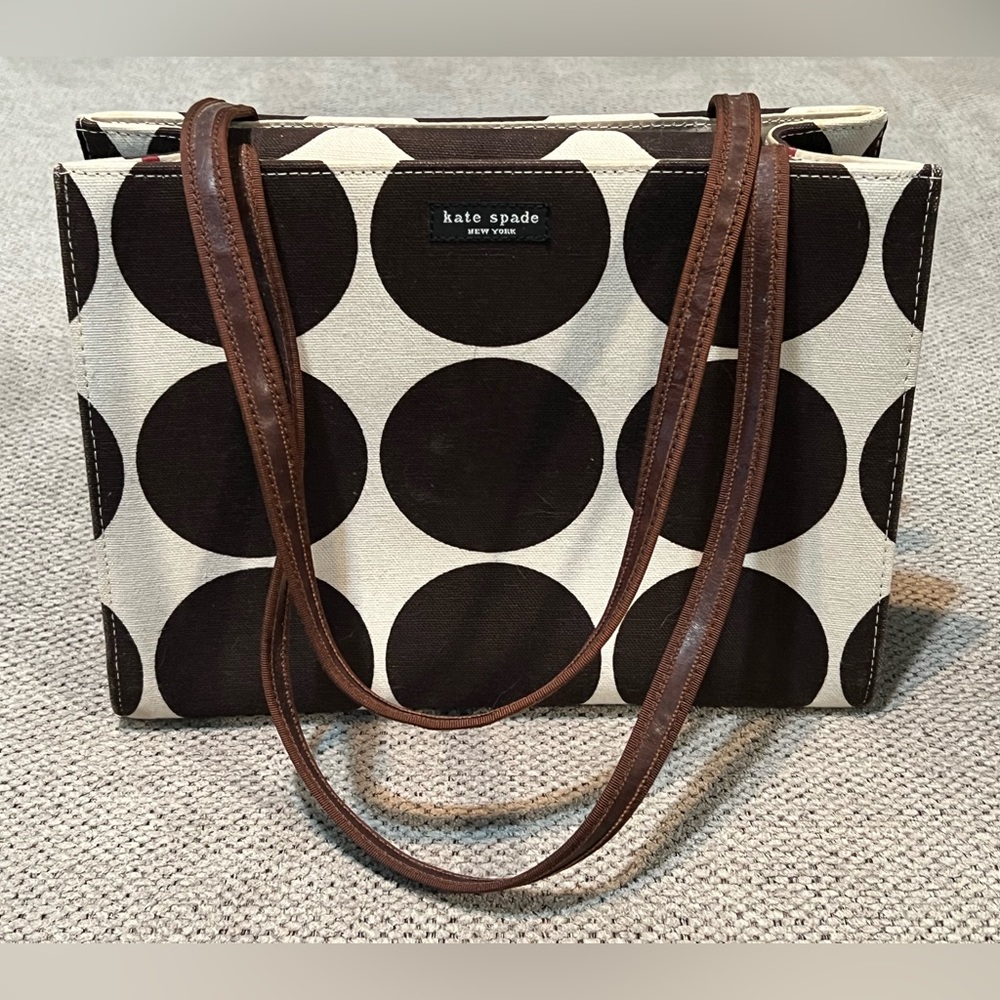 Vintage Kate Spade Graphic Dots Ivory & Brown